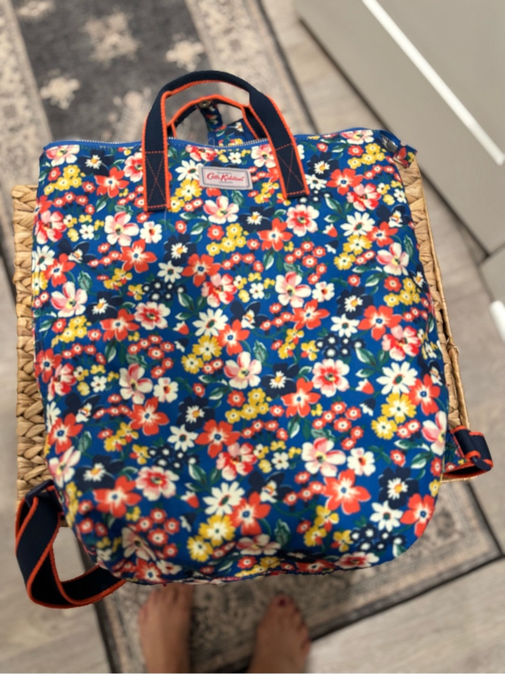 Cath Kidston Navy Floral Daypack with Bright Multicolor Blooms
